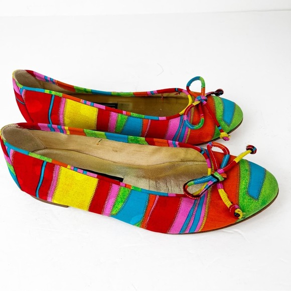 SZ 7.5 Stuart Weitzman Rainbow Bow Flats - Picture 1 of 7
